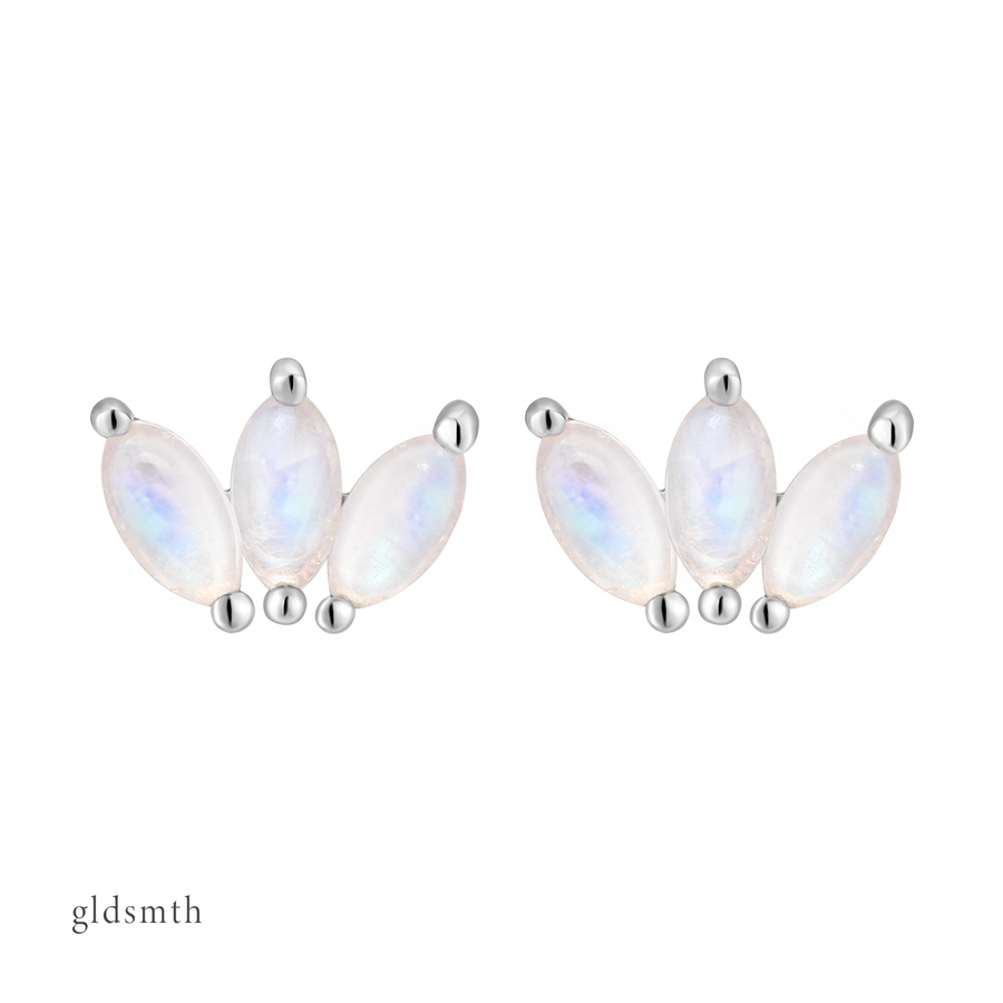 14k White Gold Elora Moonstone Studs