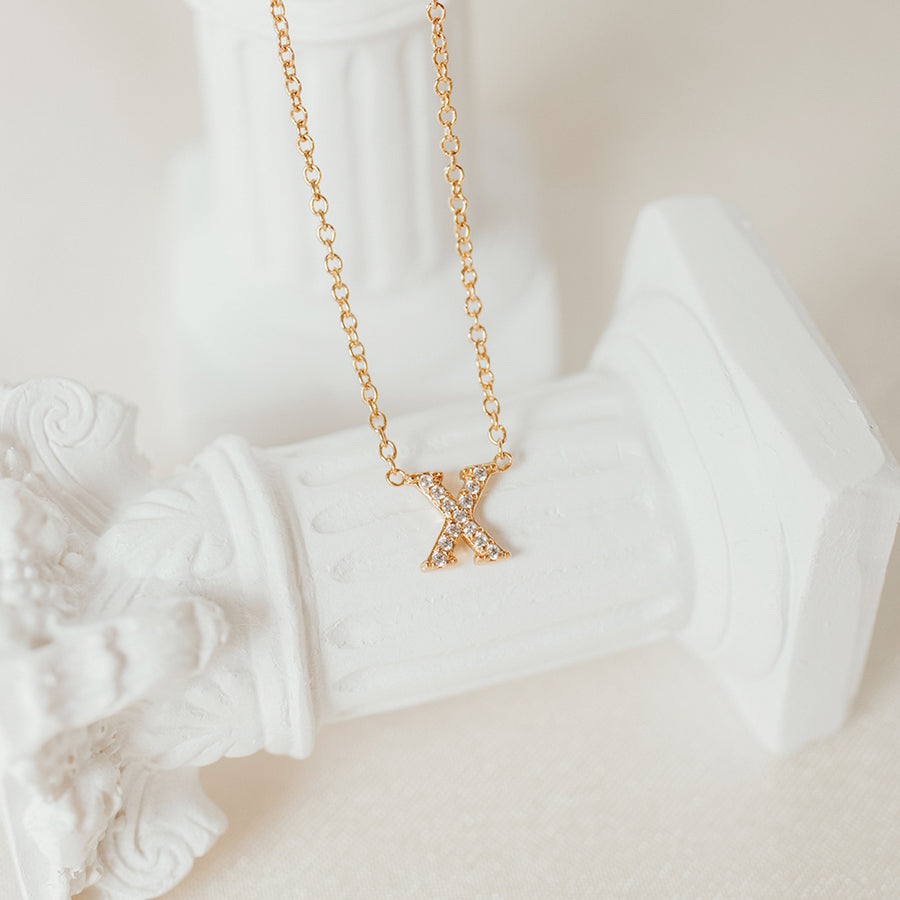 Rose Gold Vermeil Mini Initial Cubic Necklace