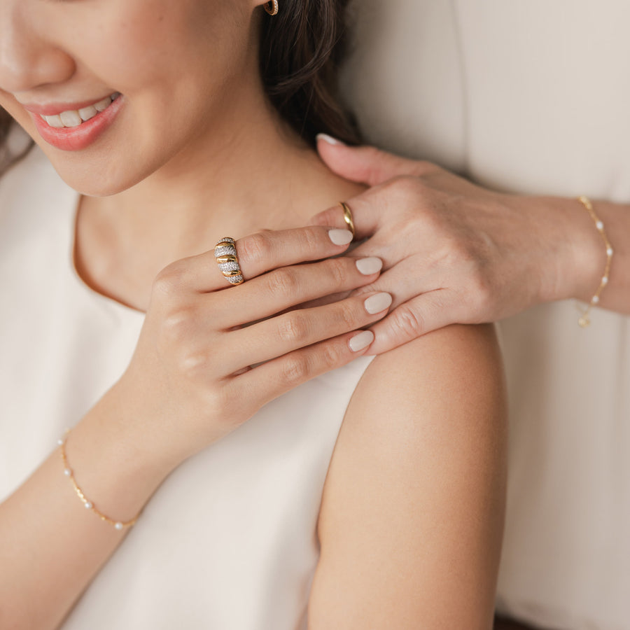 Two Tone Monique Cubic Ring