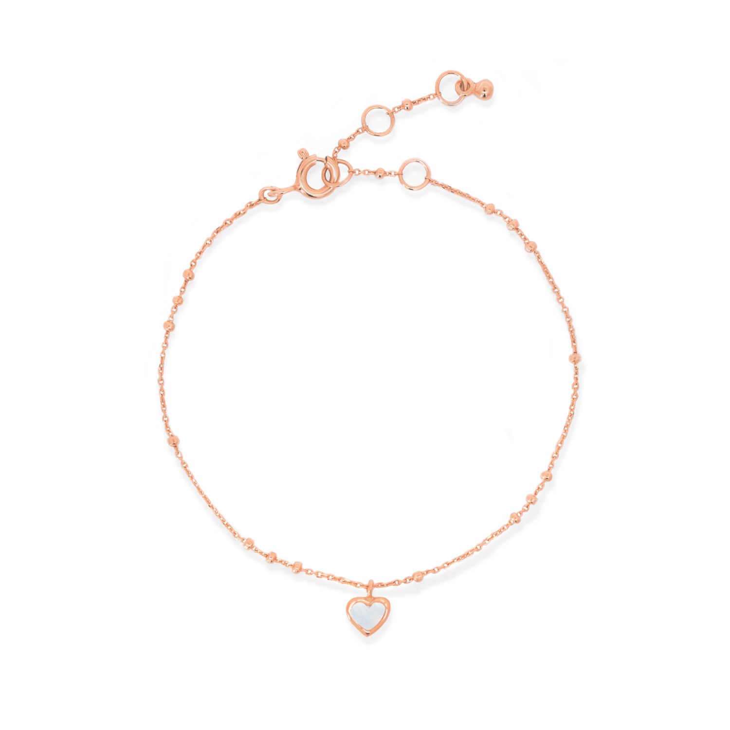 Charming and elegant bracelet in rose gold with moonstone pendant.