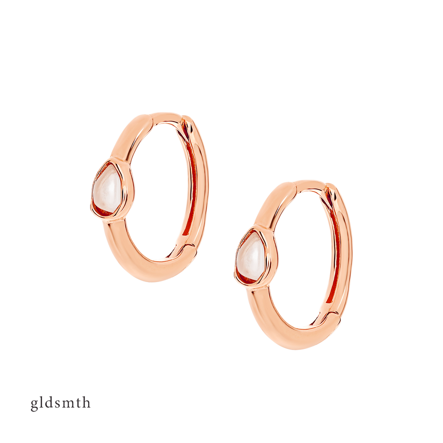 14k Rose Gold Charlotte Moonstone Huggies