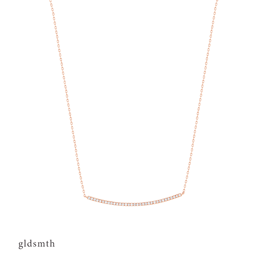 14k Rose Gold Diamond Bar Necklace