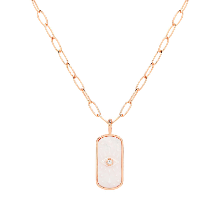 Rose Gold Evil Eye Mother of Pearl Necklace