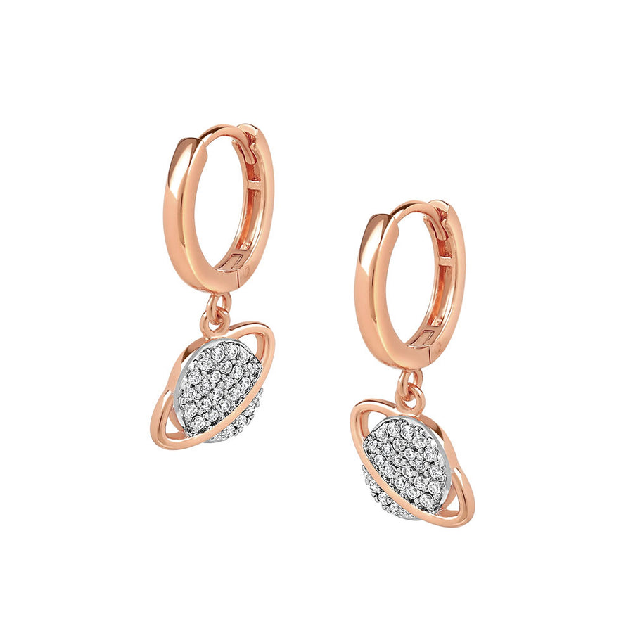 Rose Gold Saturn Cubic Earrings