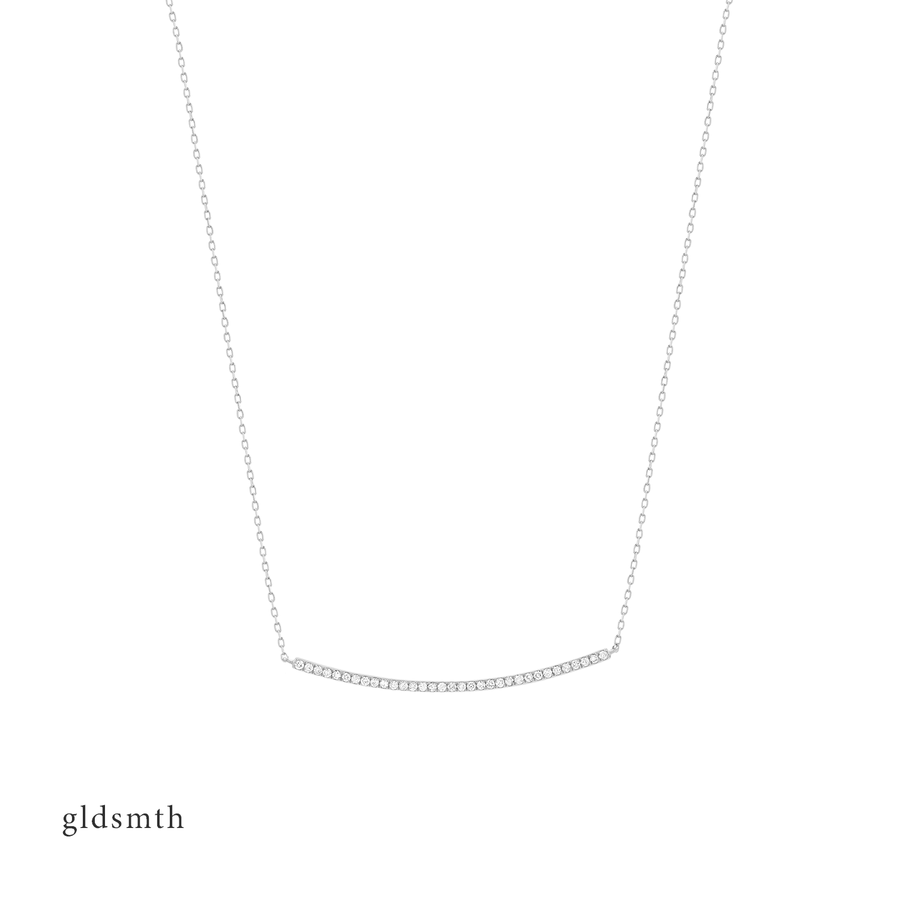 14k White Gold Diamond Bar Necklace