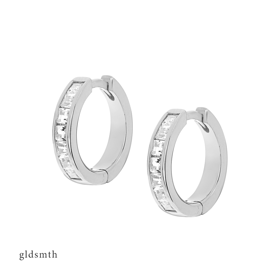 14k White Gold Eugenia White Topaz Huggies