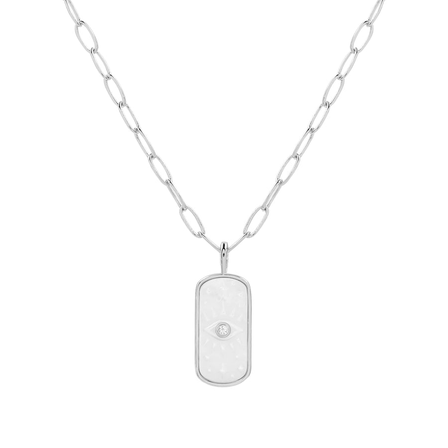 925 Silver Evil Eye Mother of Pearl Necklace