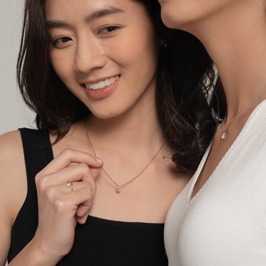 Rose Gold Vermeil Mini Initial Cubic Necklace