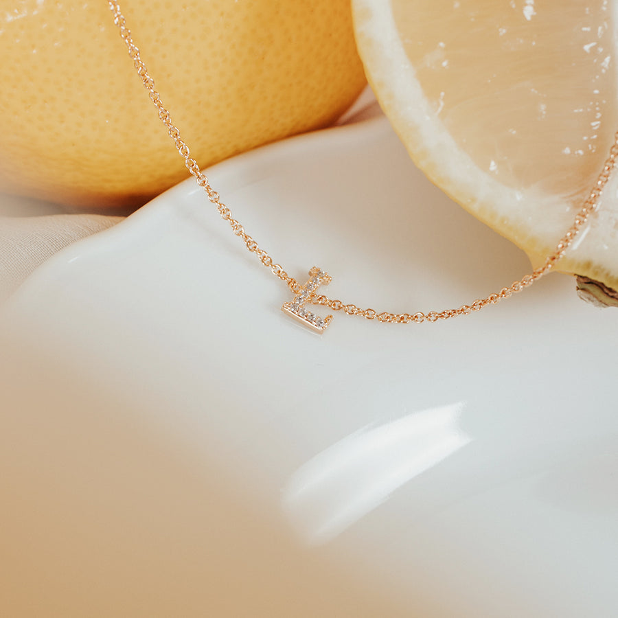 Gold Vermeil Mini Initial Cubic Necklace