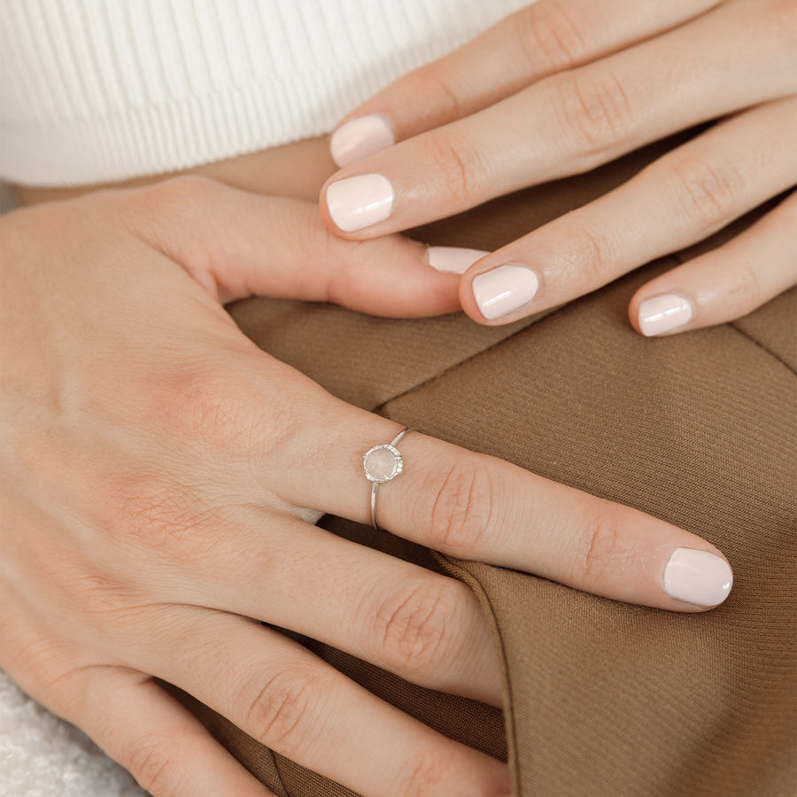 14k White Gold Madeline Moonstone Ring