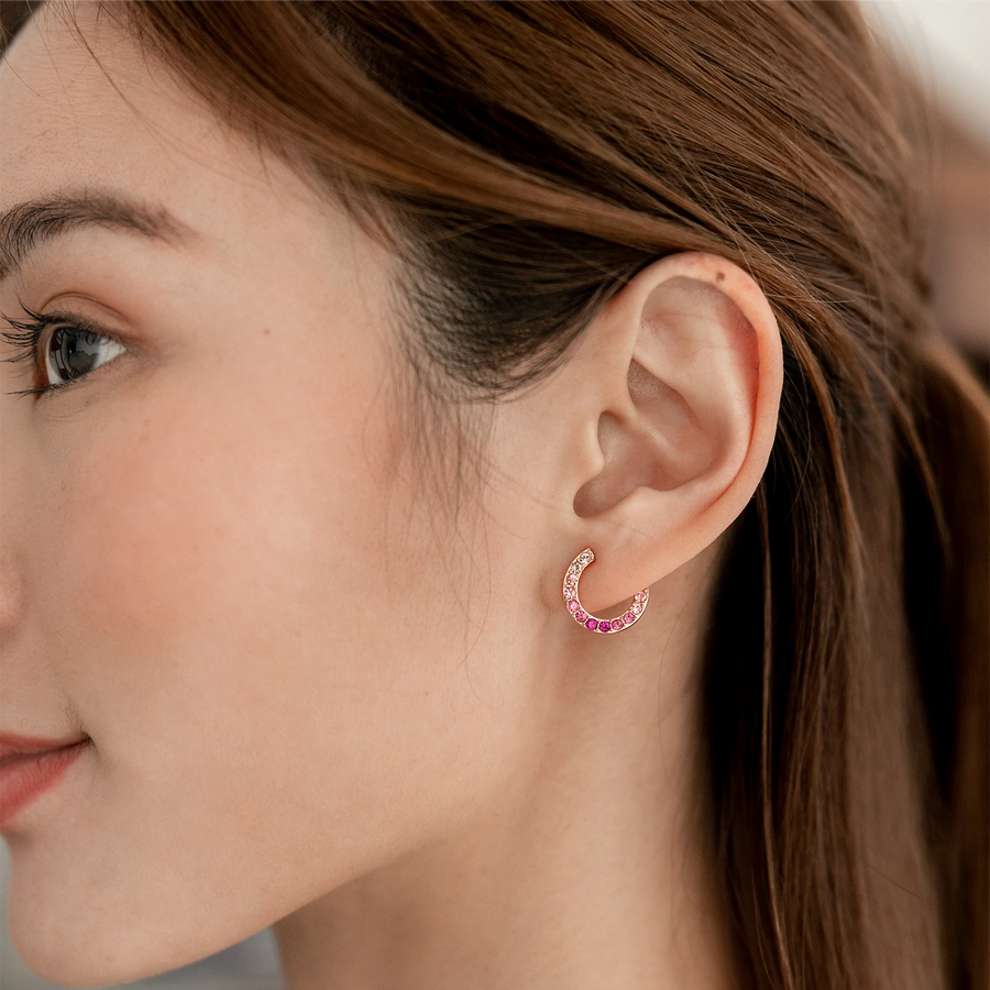 Rose Gold Illusion Pink Ombre Studs