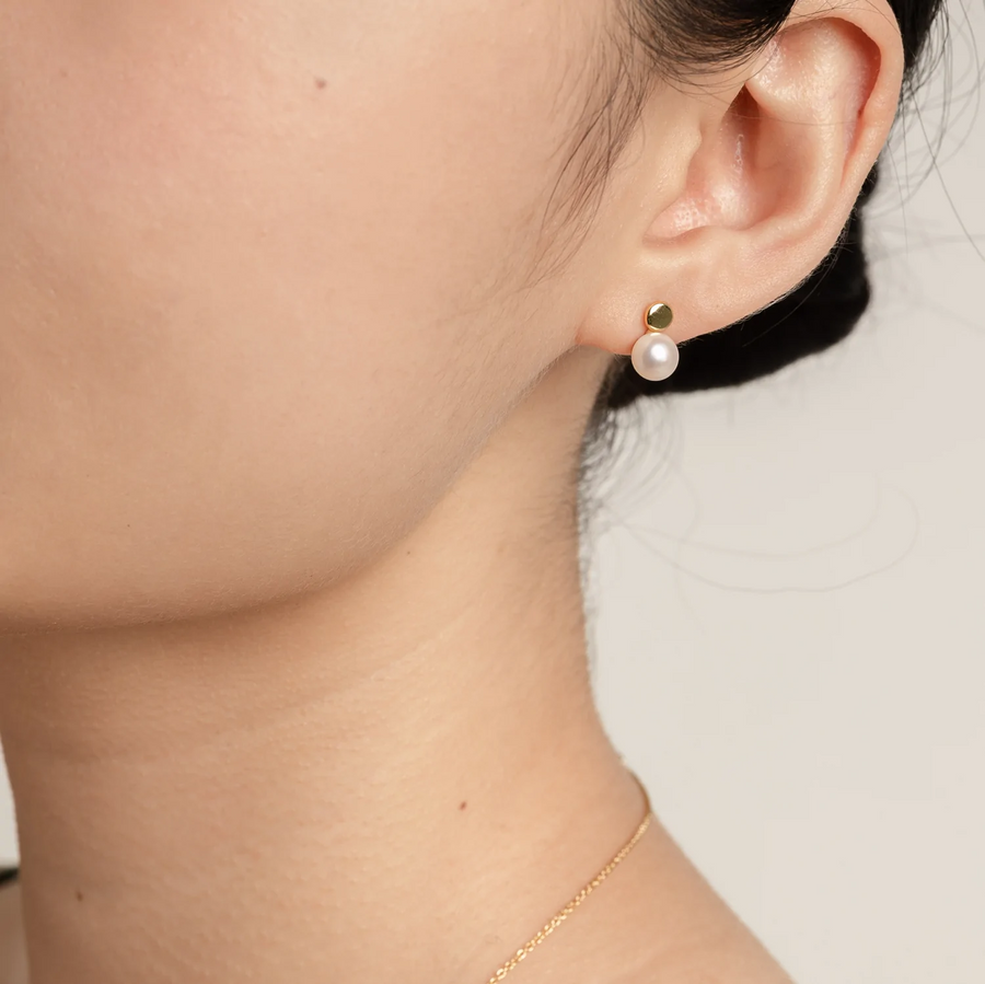 Gold Meredith Pearl Studs