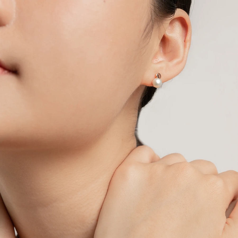 Rose Gold Meredith Pearl Studs