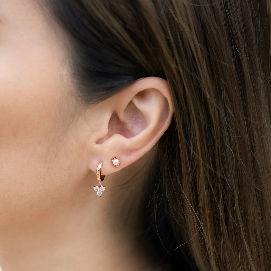 Rose Gold Trinity Cubic Huggies