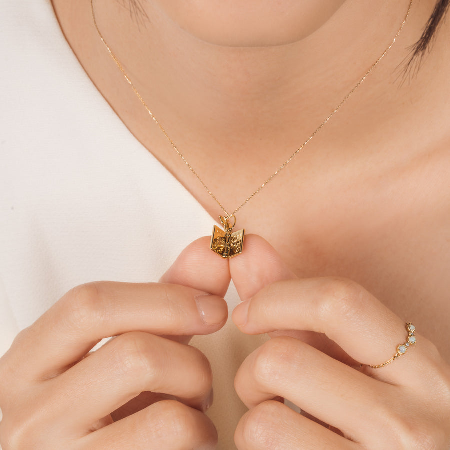 18k Gold Diamond Celestine Locket Necklace