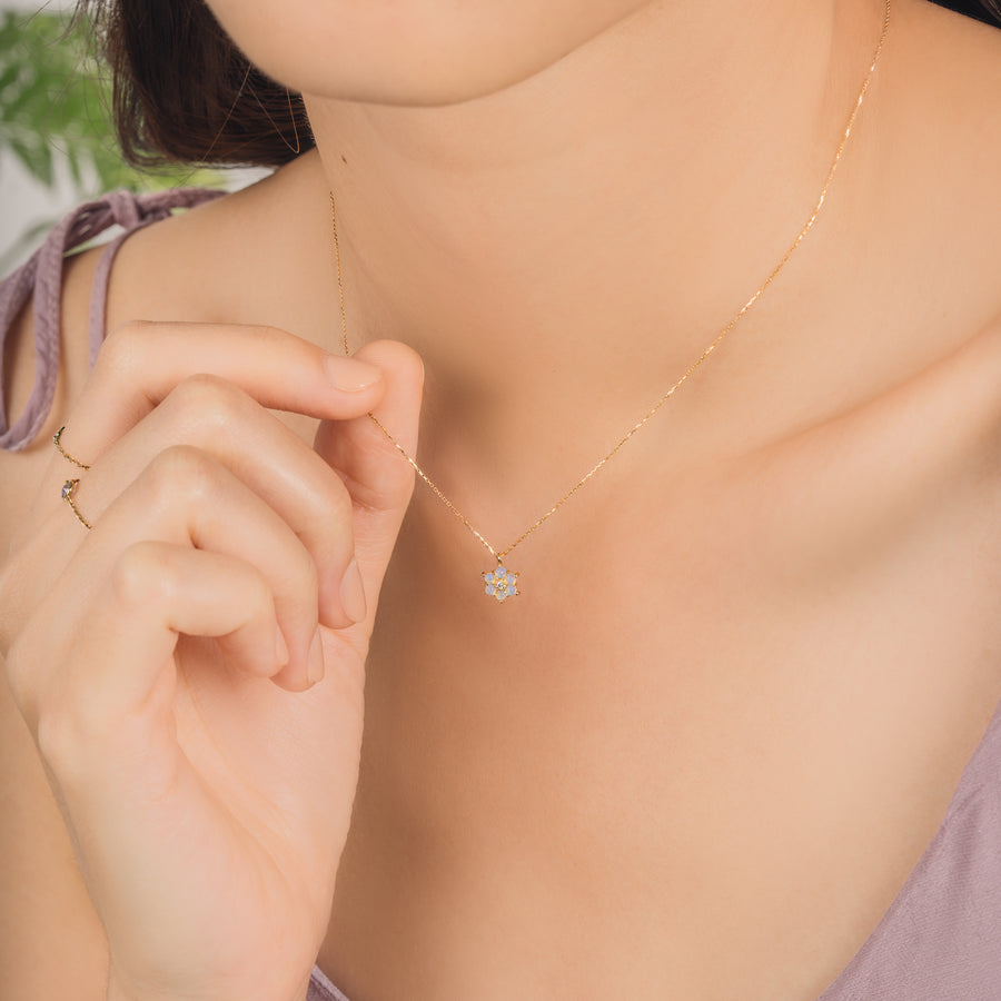 10k Gold Diamond Fiorella Opal Necklace