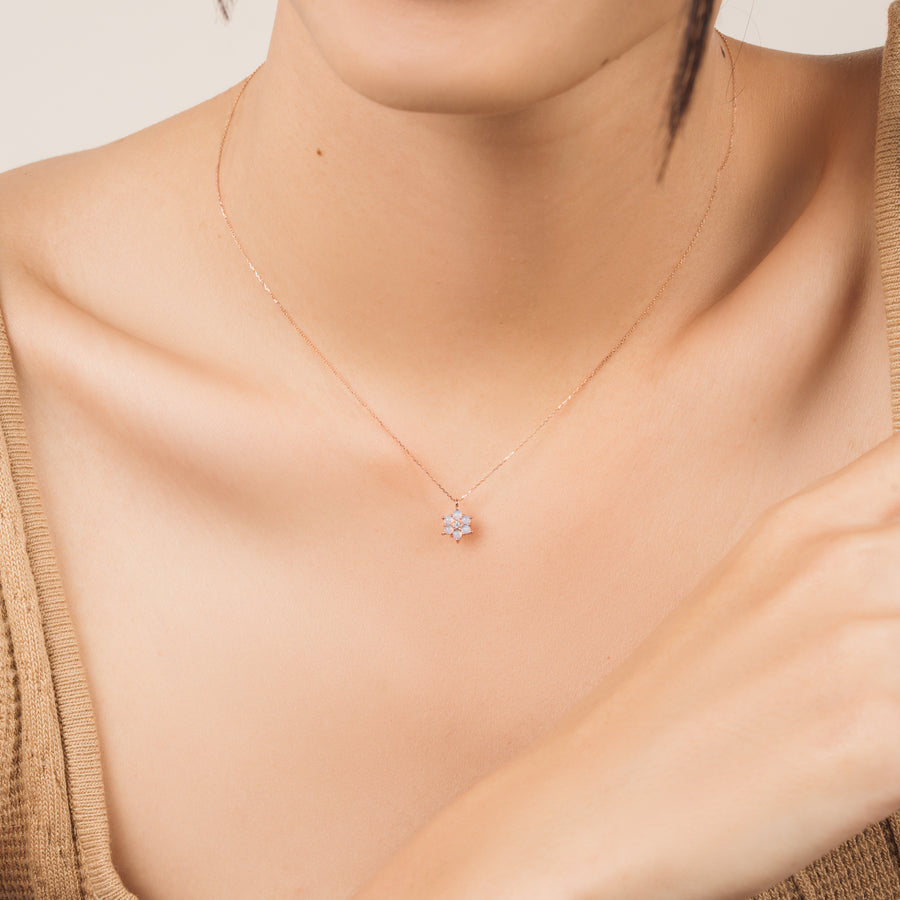 10k Rose Gold Diamond Fiorella Opal Necklace