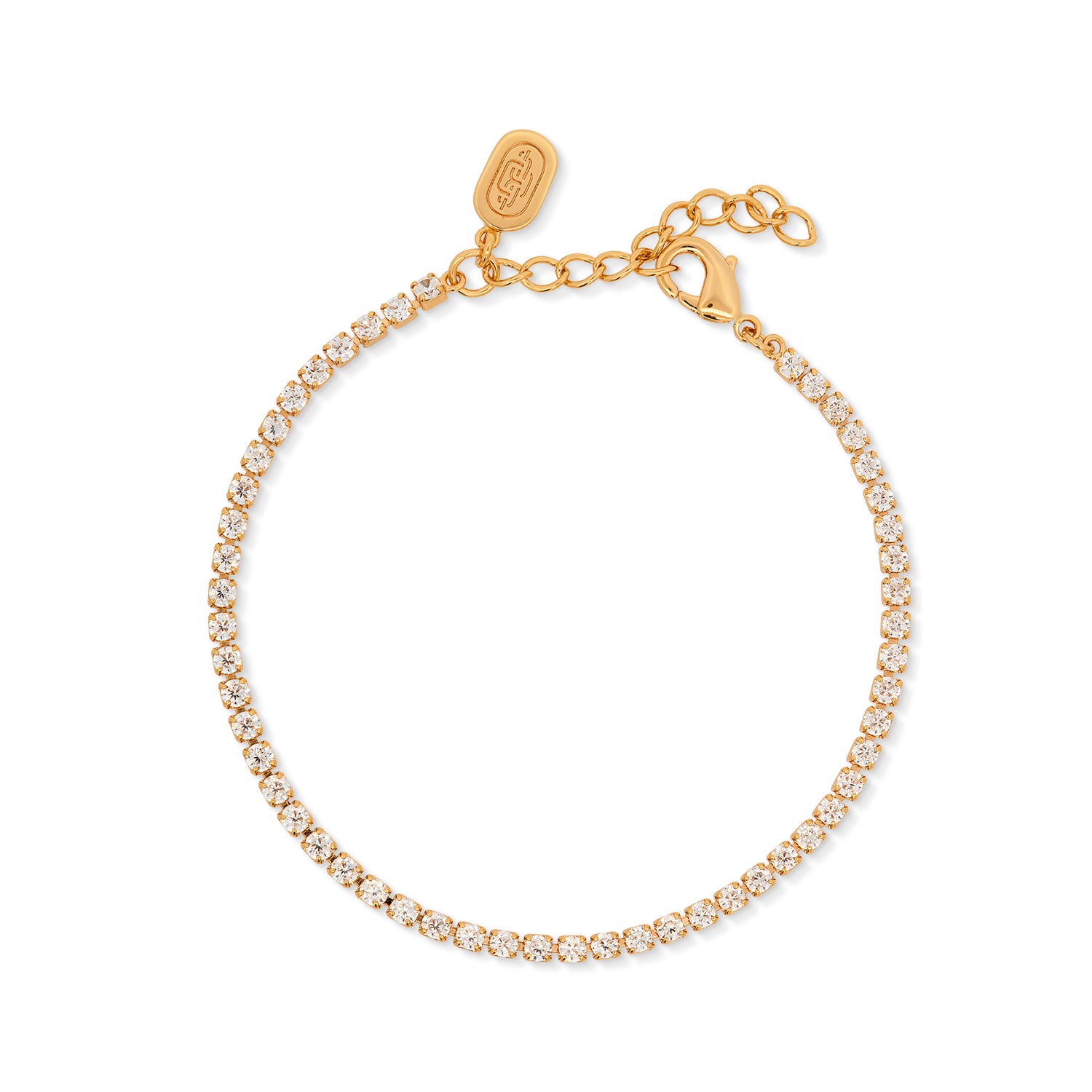 Elegant and bold bracelet. Gold tennis bracelet set with cubic zirconia stones.