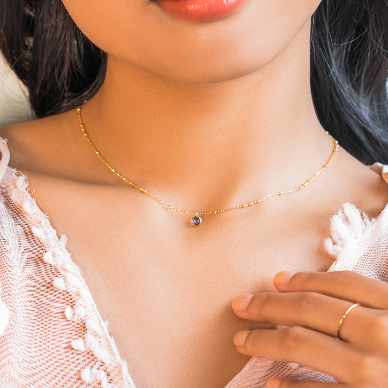 Gold 2025 birthstone necklace