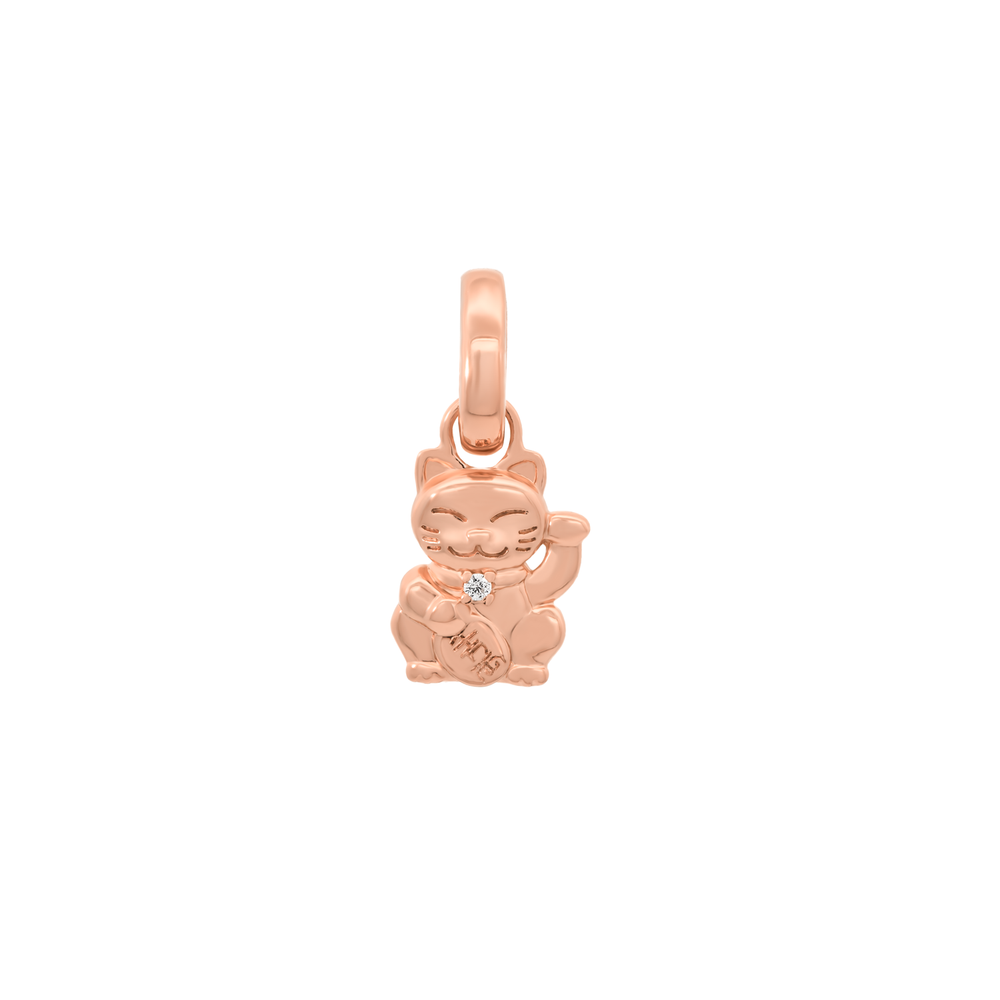 Rose Gold Fortune Cat Charm
