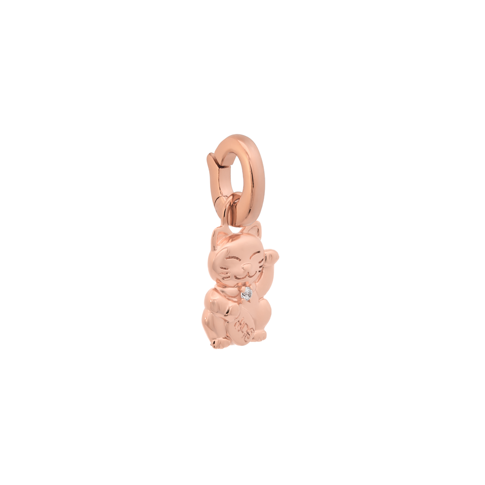 Rose Gold Fortune Cat Charm