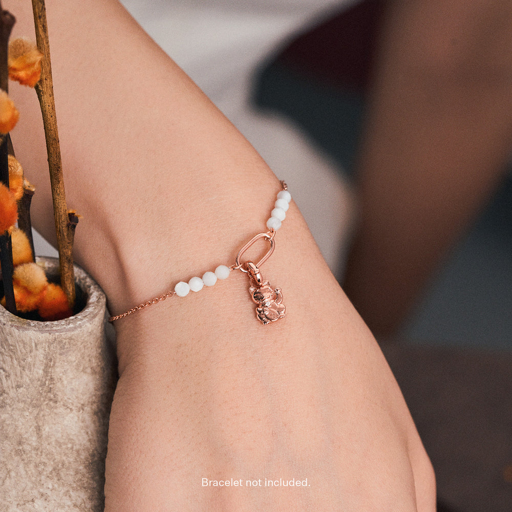 Rose Gold Fortune Cat Charm