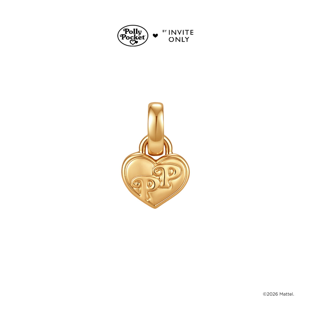 Gold Polly Pocket Reversible Heart Charm