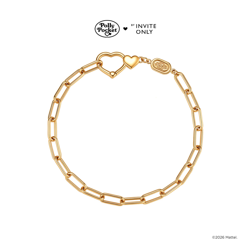 Gold Polly Pocket Twin Hearts Charm Bracelet