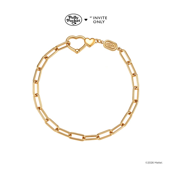 Gold Polly Pocket Twin Hearts Charm Bracelet