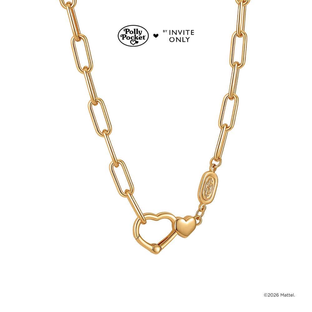 Gold Polly Pocket Twin Hearts Charm Necklace