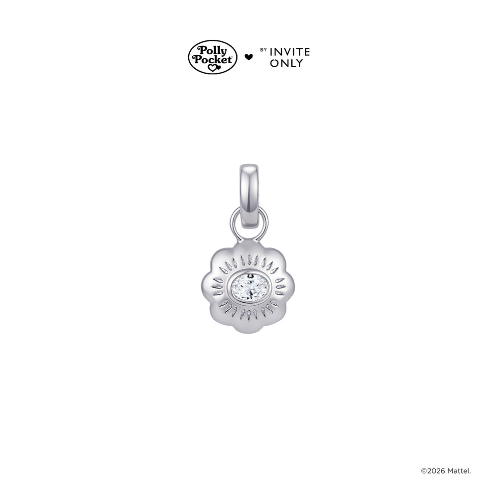 Silver Polly Pocket Mini Compact Charm