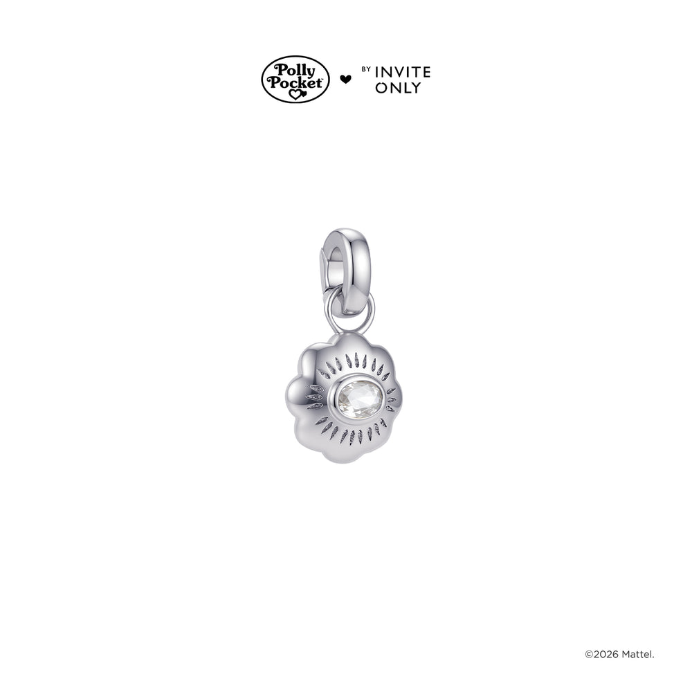Silver Polly Pocket Mini Compact Charm