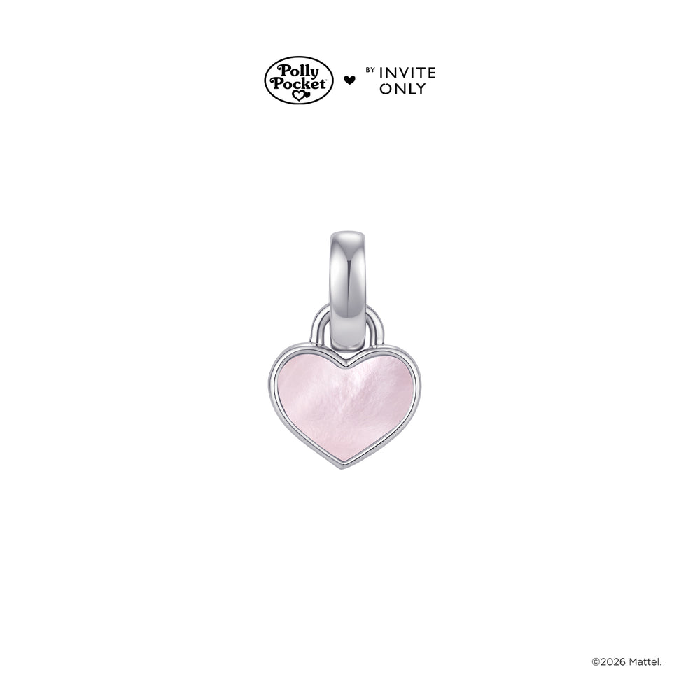 Silver Polly Pocket Reversible Heart Charm