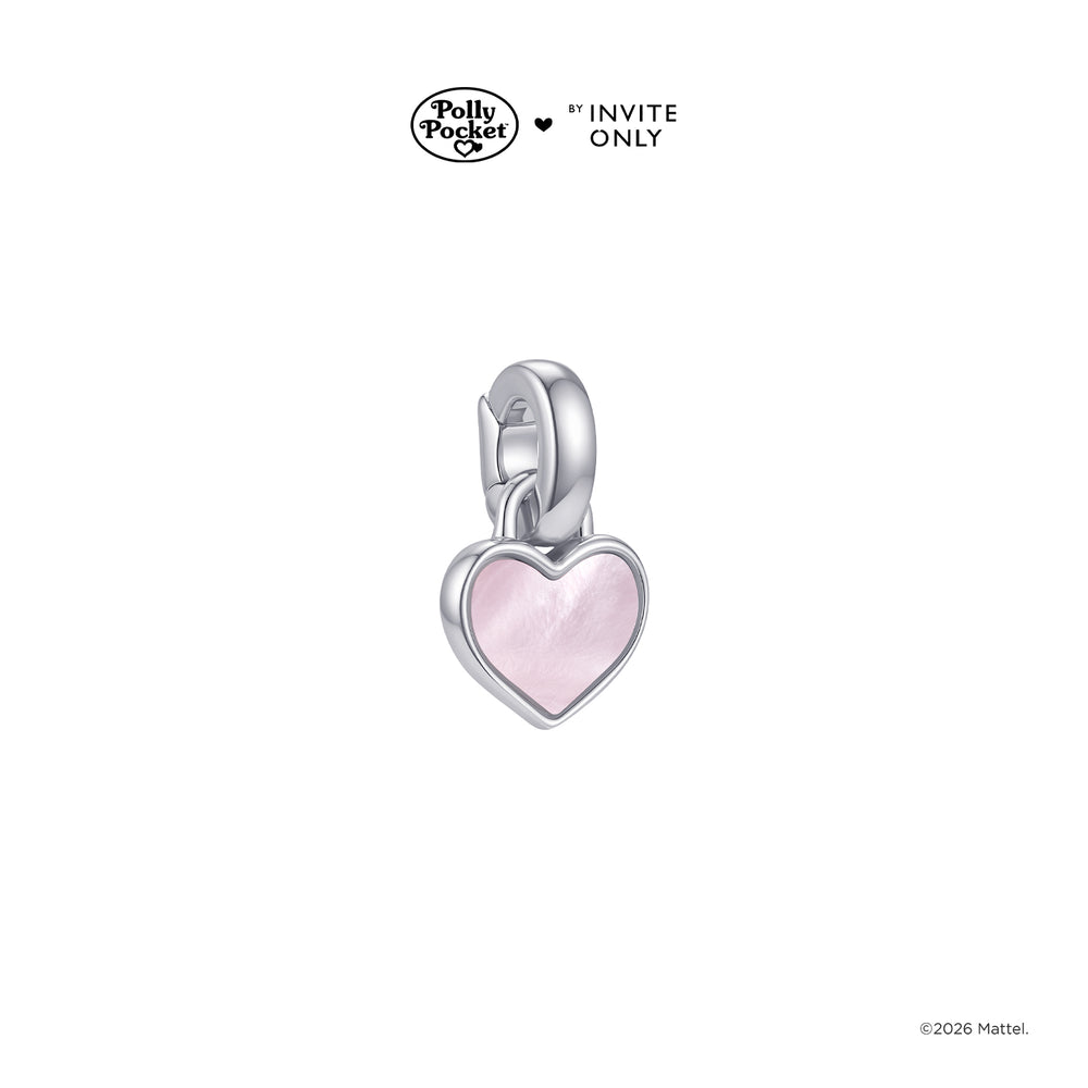 Silver Polly Pocket Reversible Heart Charm