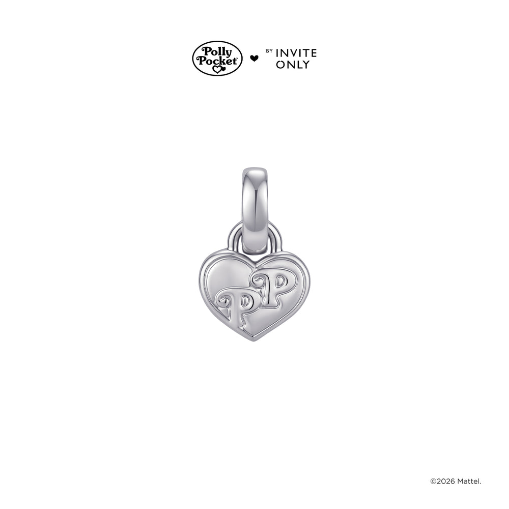 Silver Polly Pocket Reversible Heart Charm