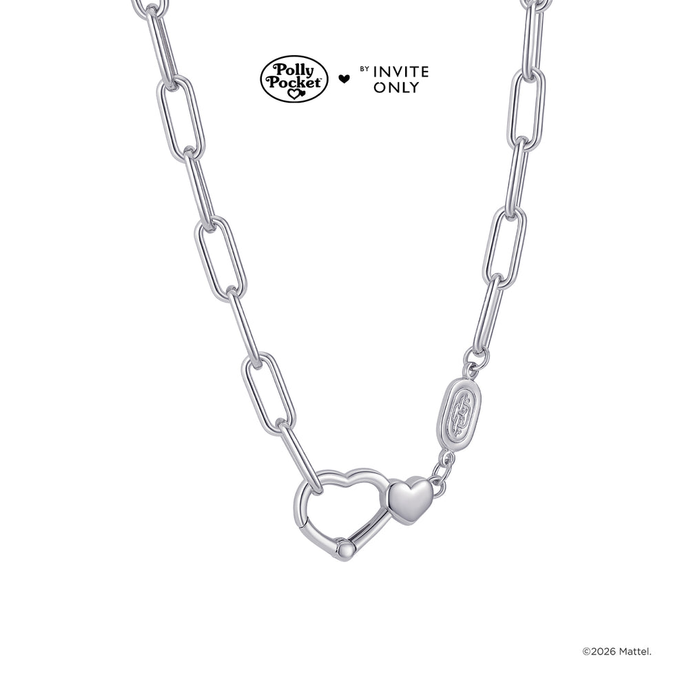 Silver Polly Pocket Twin Hearts Charm Necklace