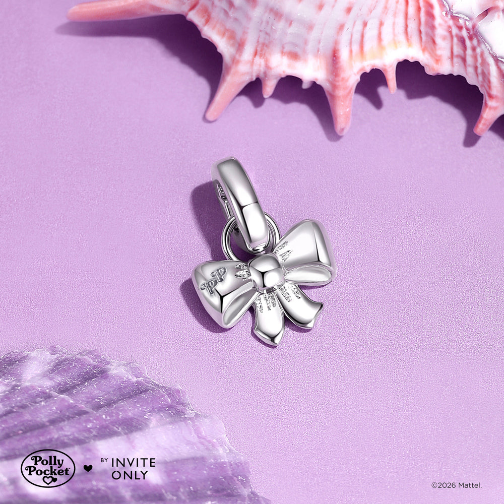 Silver Polly Pocket Bow Charm