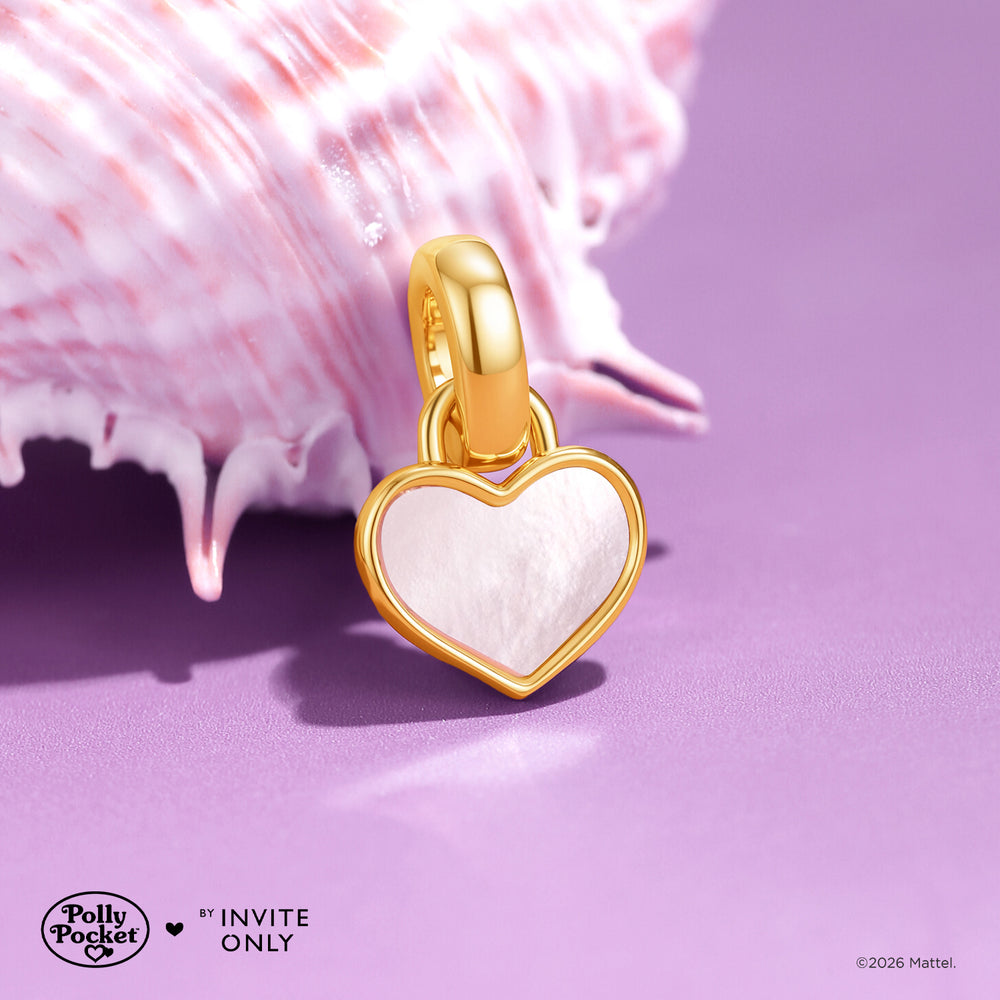 Gold Polly Pocket Reversible Heart Charm