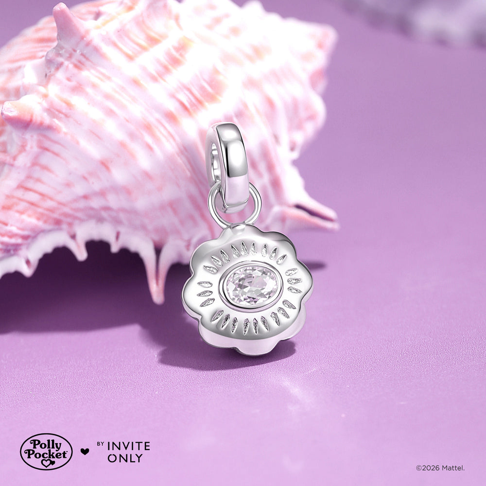 Silver Polly Pocket Mini Compact Charm