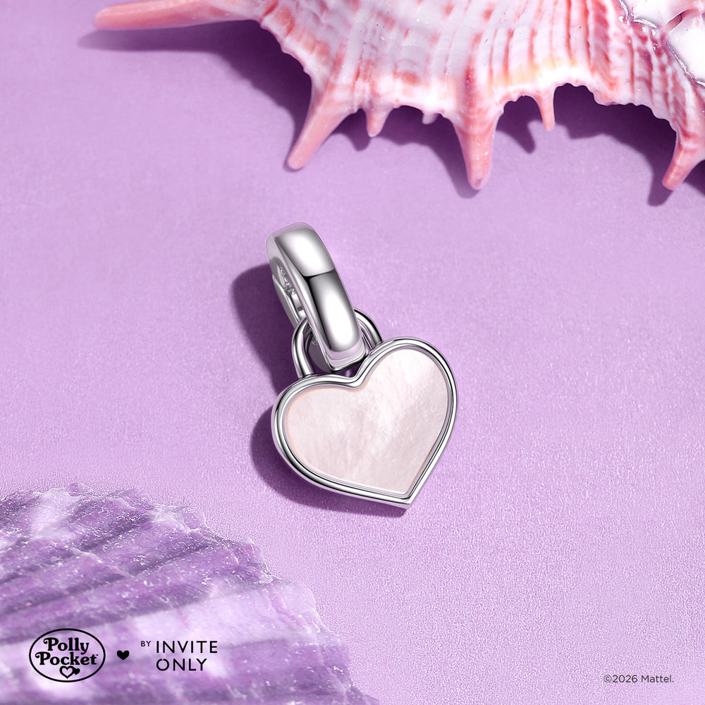 Silver Polly Pocket Reversible Heart Charm