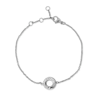 Elegant yet bold bracelet in 925 silver with cubic zirconia stones. 
