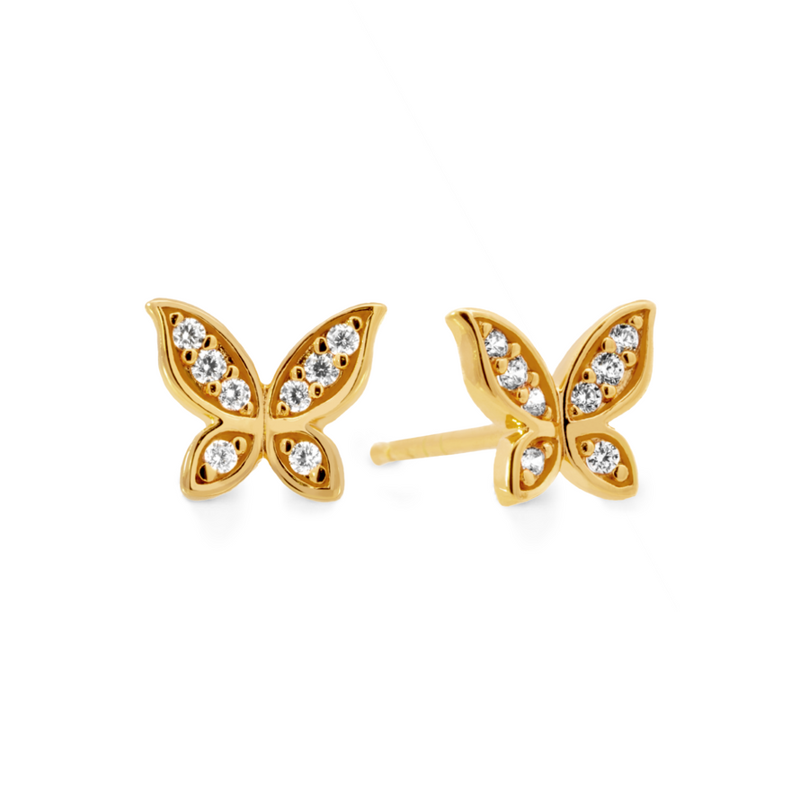 Gold Butterfly Cubic Studs