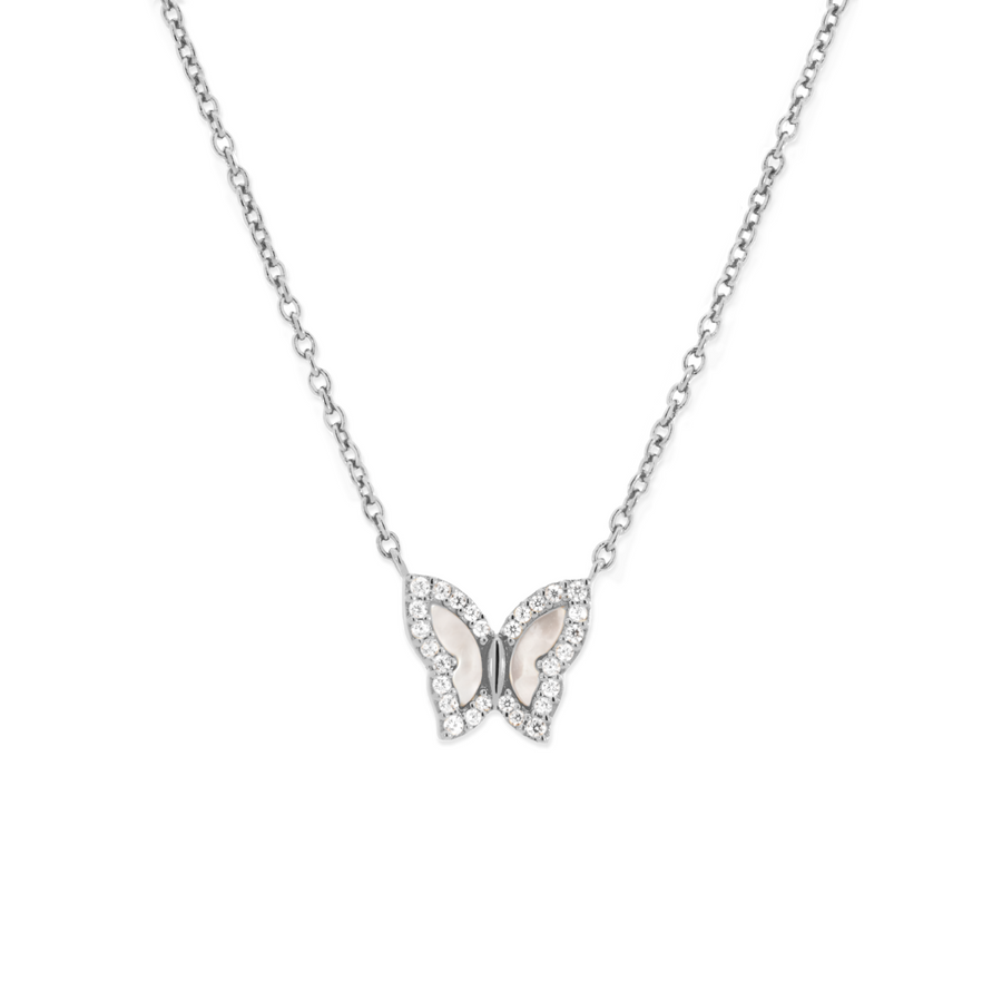 925 Silver Butterfly Mother of Pearl Necklace