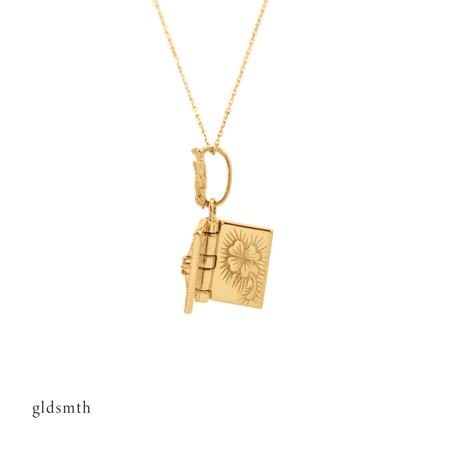 18k Gold Diamond Celestine Locket Necklace