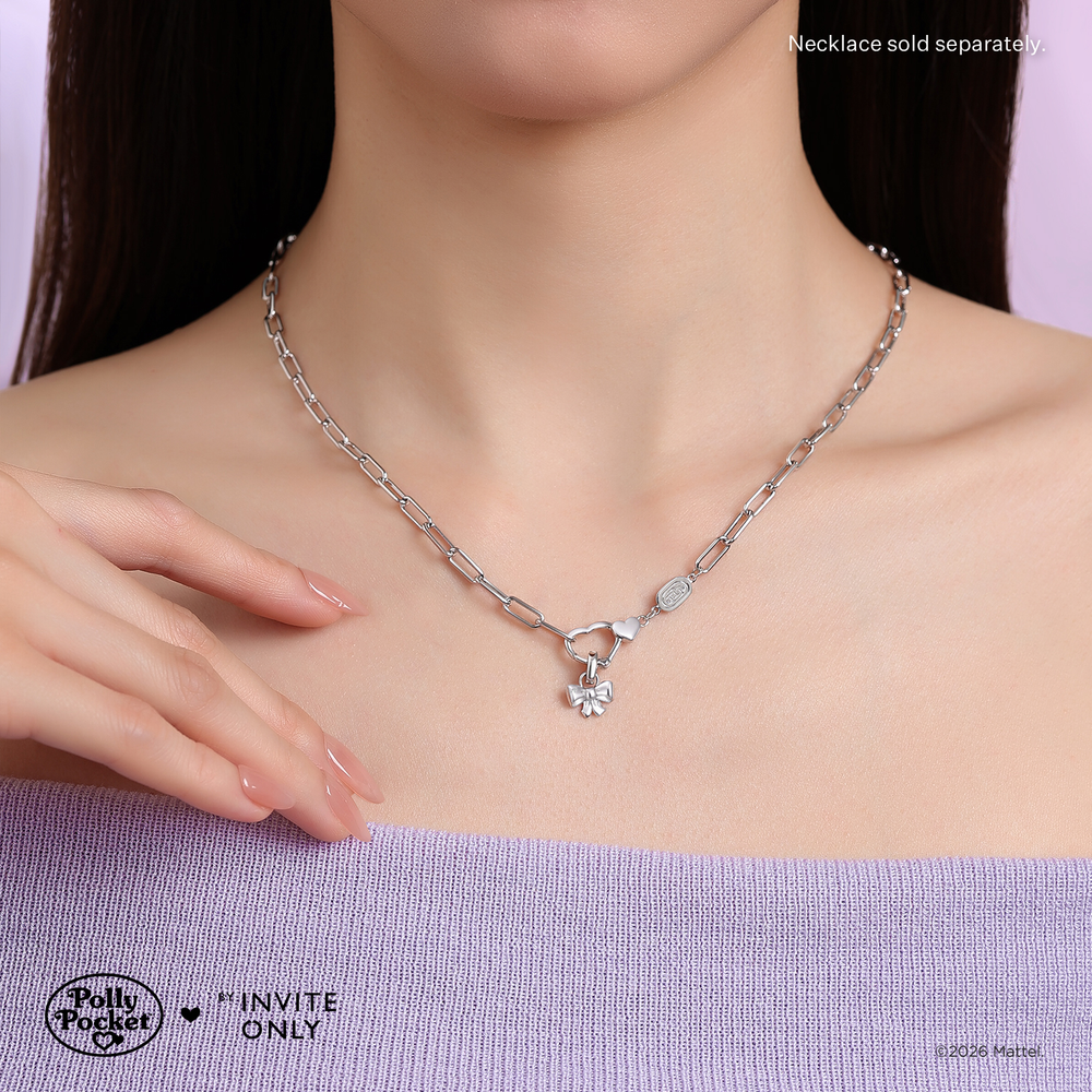 Silver Polly Pocket Bow Charm