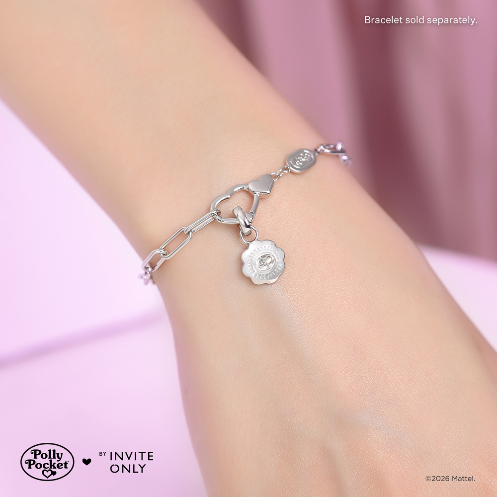 Silver Polly Pocket Mini Compact Charm