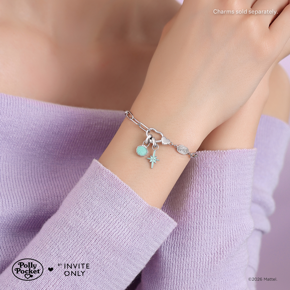Silver Polly Pocket Twin Hearts Charm Bracelet