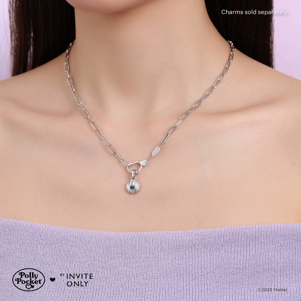 Silver Polly Pocket Twin Hearts Charm Necklace