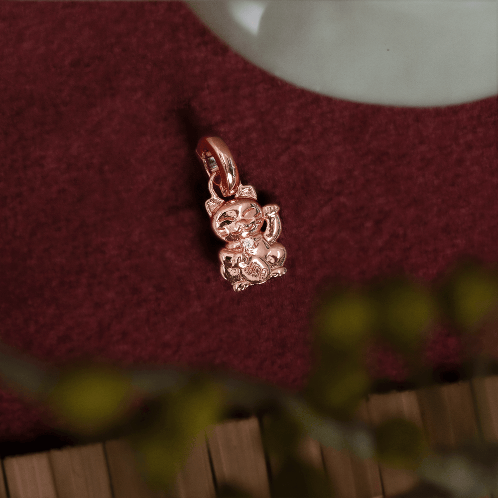 Rose Gold Fortune Cat Charm