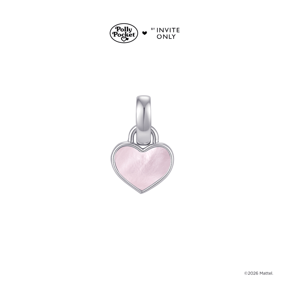 Silver Polly Pocket Reversible Heart Charm